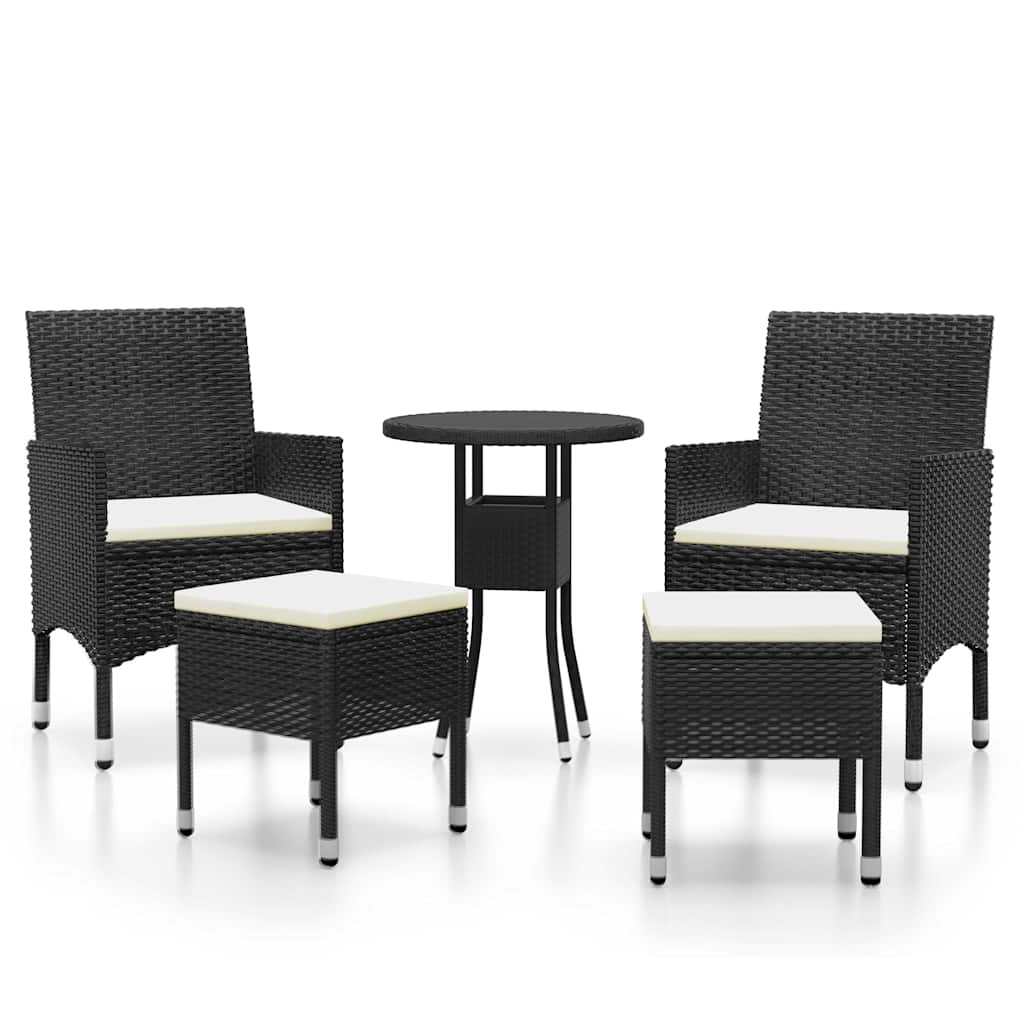 Vidaxl 5-delige loungeset poly rattan zwart