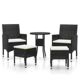 Vidaxl 5-delige loungeset poly rattan zwart
