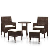 Vidaxl 5-delige loungeset poly rattan bruin