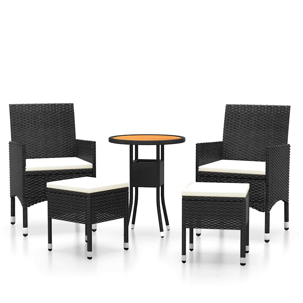 Vidaxl 5-delige loungeset poly rattan zwart