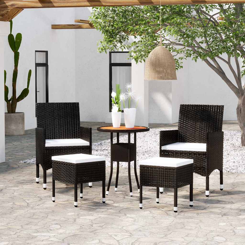 Vidaxl 5-delige loungeset poly rattan zwart
