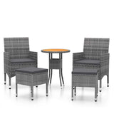 Vidaxl 5-delige loungeset poly rattan grijs