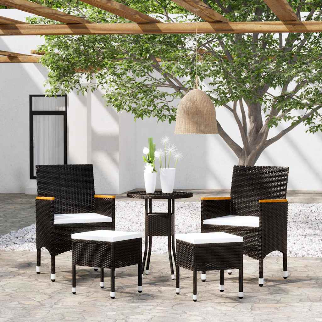 Vidaxl 5-delige loungeset poly rattan zwart
