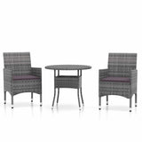 Vidaxl 3-delige tuinset poly rattan grijs