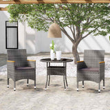 Vidaxl 3-delige tuinset poly rattan grijs