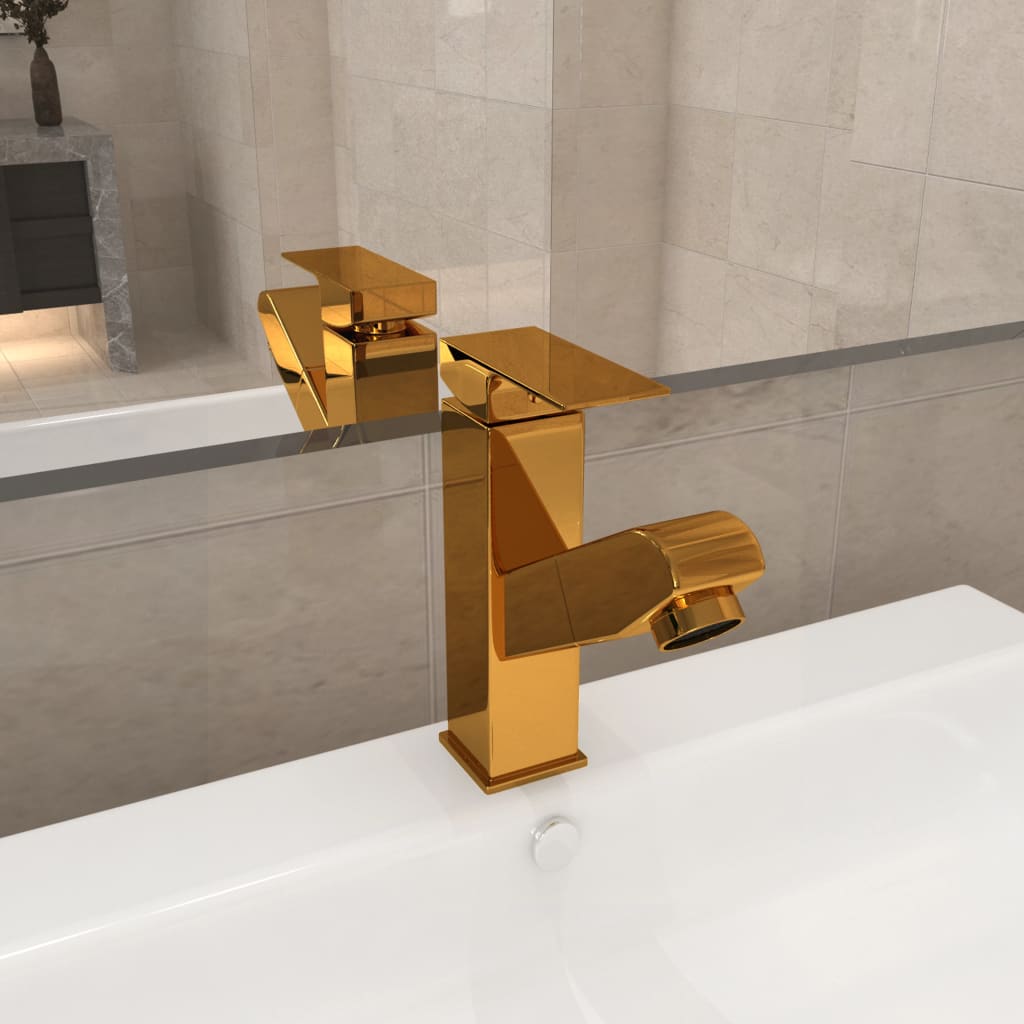 Vidaxl Washbasin vandhane med ørnfunktion 157x172 mm guld -farvet