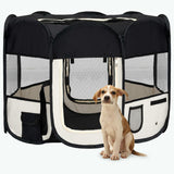 Vidaxl Dog Ren pliable avec un sac de porte-avions 90x90x58 cm noir