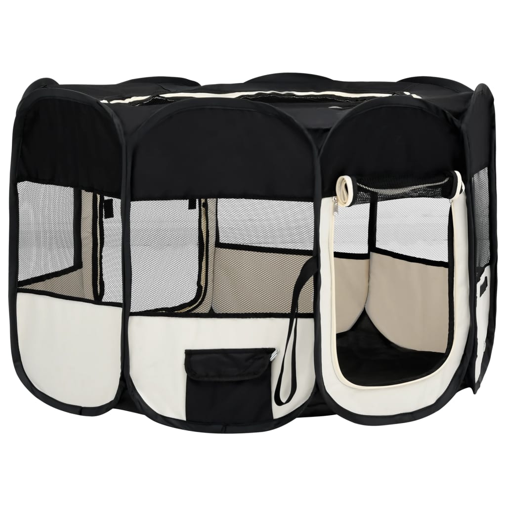 Vidaxl chien ren pliable avec sac de transport 125x125x61 cm noir