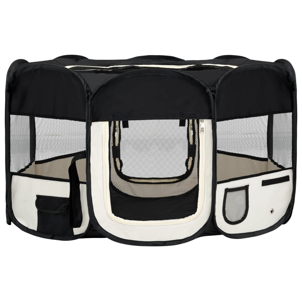 Vidaxl Dog Ren pliable avec un sac de porte-avions 145x145x61 cm noir