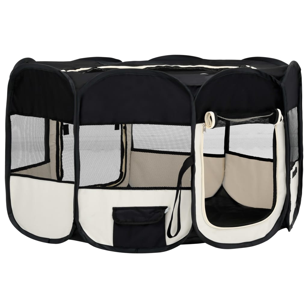 Vidaxl Dog Ren pliable avec un sac de porte-avions 145x145x61 cm noir