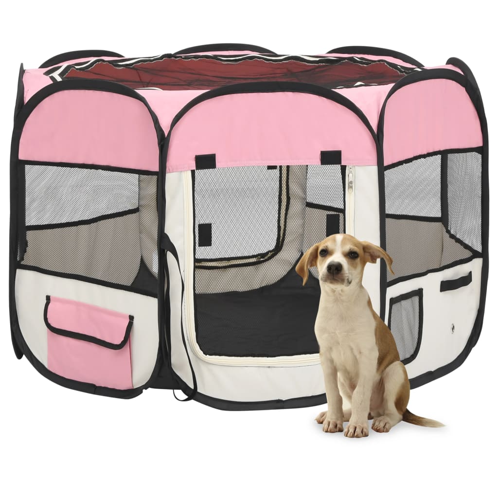 VidaXL Dog Ren Foldable with carrier bag 90x90x58 cm pink