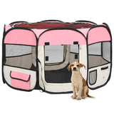 Vidaxl Dog Ren pliable avec un sac de porte-avions 110x110x58 cm rose