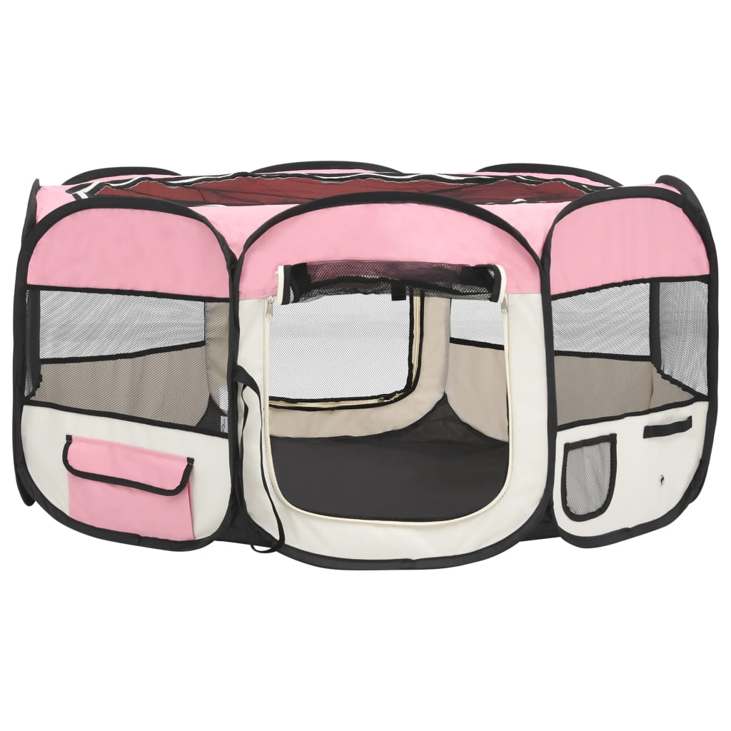 VidaXL Dog Ren Foldable with carrier bag 145x145x61 cm pink