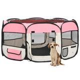 VidaXL Dog Ren Foldable with carrier bag 145x145x61 cm pink