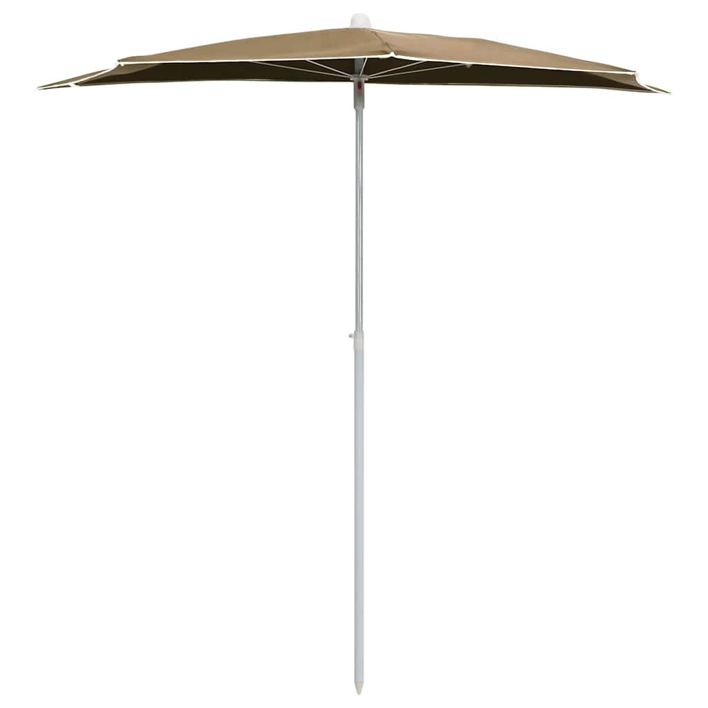 Vidaxl parasol half met paal 180x90 cm taupe