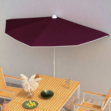 Vidaxl parasol half met paal 180x90 cm bordeauxrood