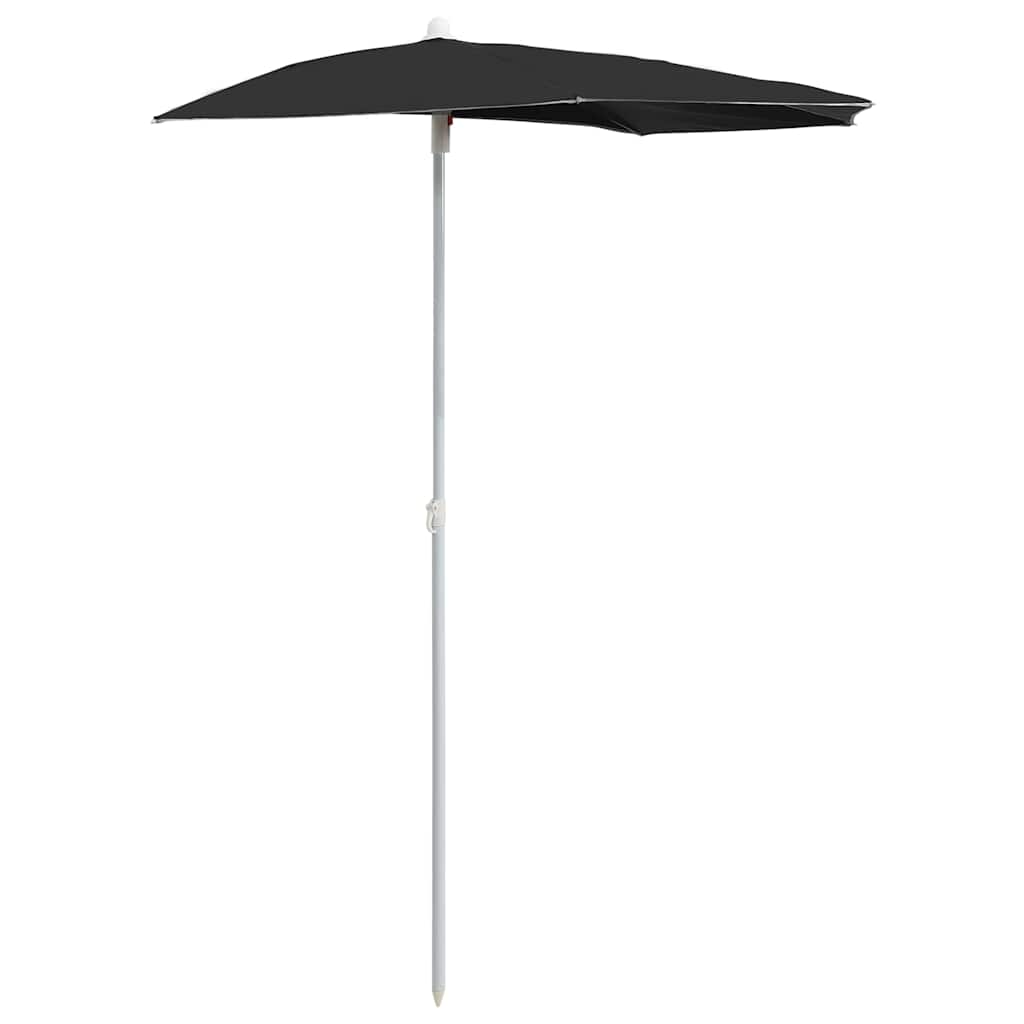 Vidaxl parasol half met paal 180x90 cm zwart
