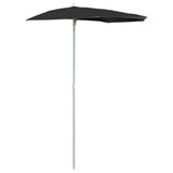 Vidaxl parasol half met paal 180x90 cm zwart
