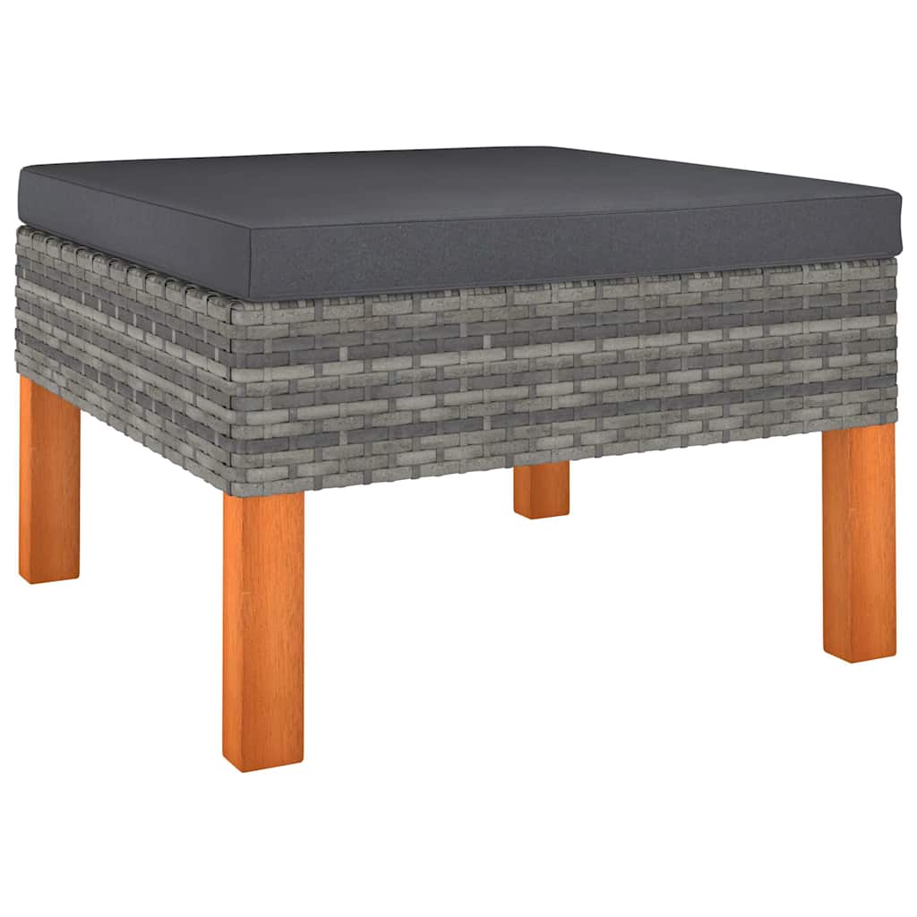 Vidaxl voetenbank poly rattan en massief eucalyptushout