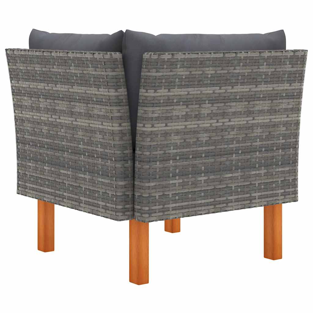 Vidaxl hoekbank poly rattan en massief eucalyptushout