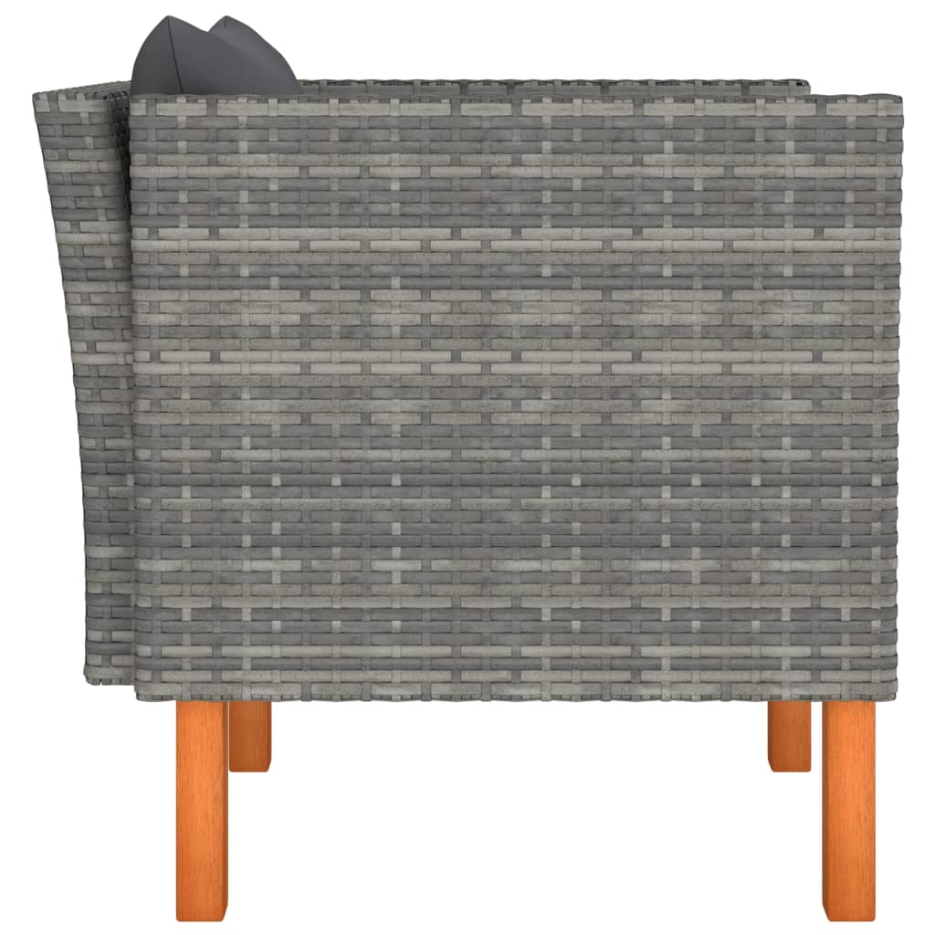 Vidaxl tuinbank poly rattan en massief eucalyptushout