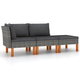 Vidaxl 3-delige loungeset poly rattan en massief eucalyptushout