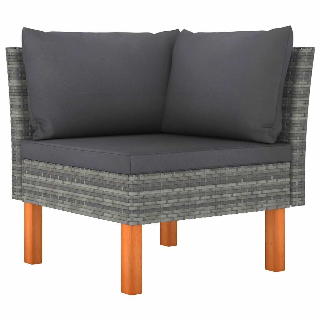 Vidaxl hoekbanken 2 st poly rattan en massief eucalyptushout