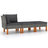 Vidaxl 3-delige loungeset poly rattan en massief eucalyptushout