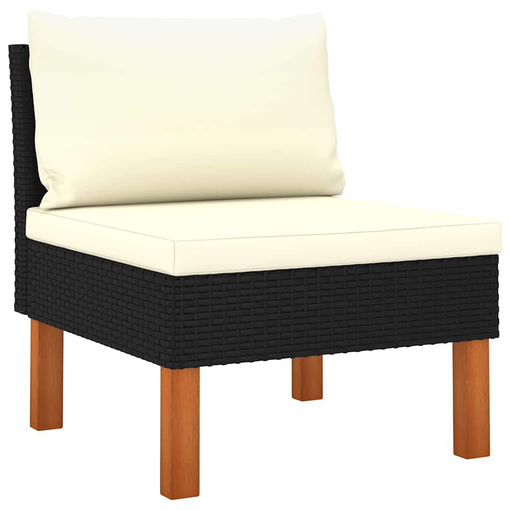 Vidaxl middenbank poly rattan en massief eucalyptushout