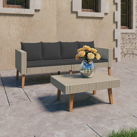 Vidaxl 2-delige loungeset met kussens poly rattan beige