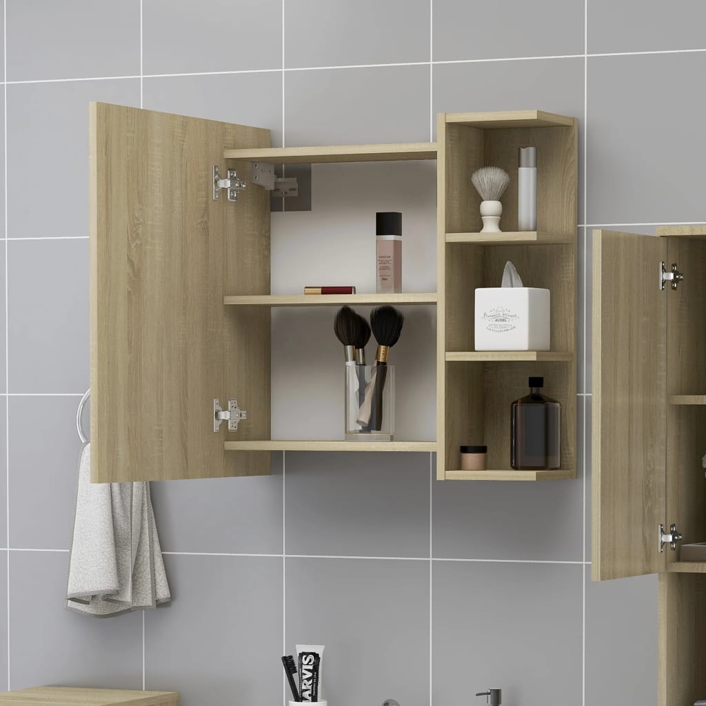 Vidaxl badkamerspiegelkast 62,5x20,5x64 cm bewerkt hout sonoma eiken