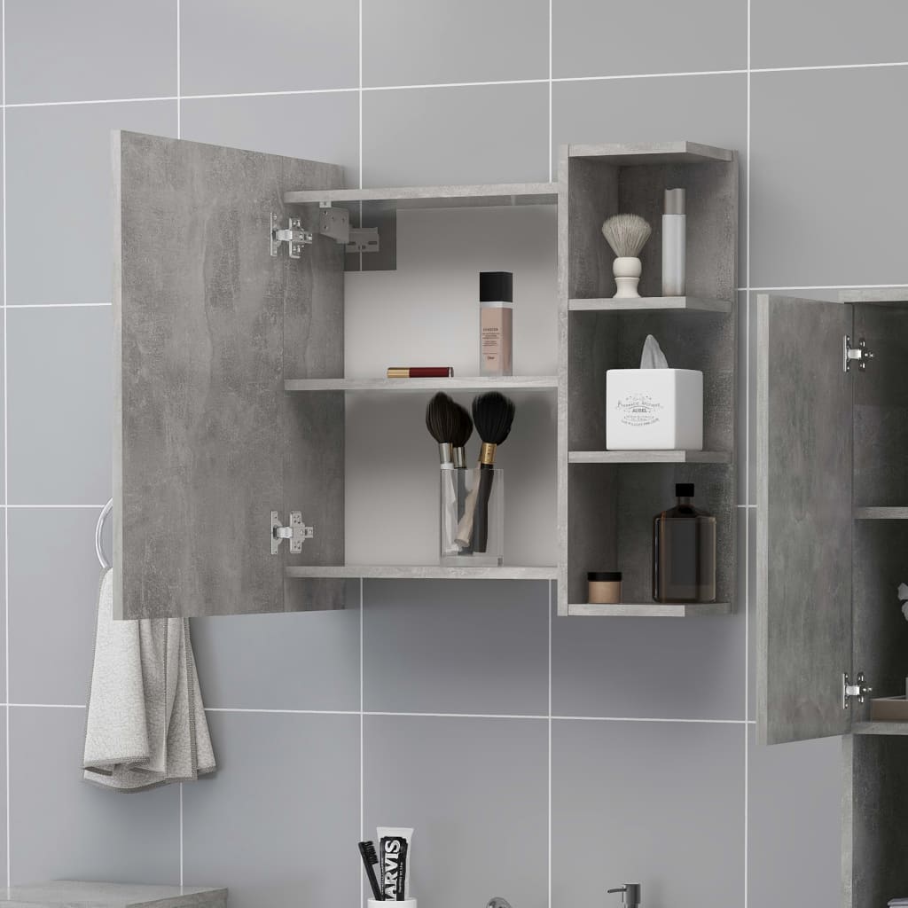 Vidaxl badkamerspiegelkast 62,5x20,5x64 cm bewerkt hout betongrijs