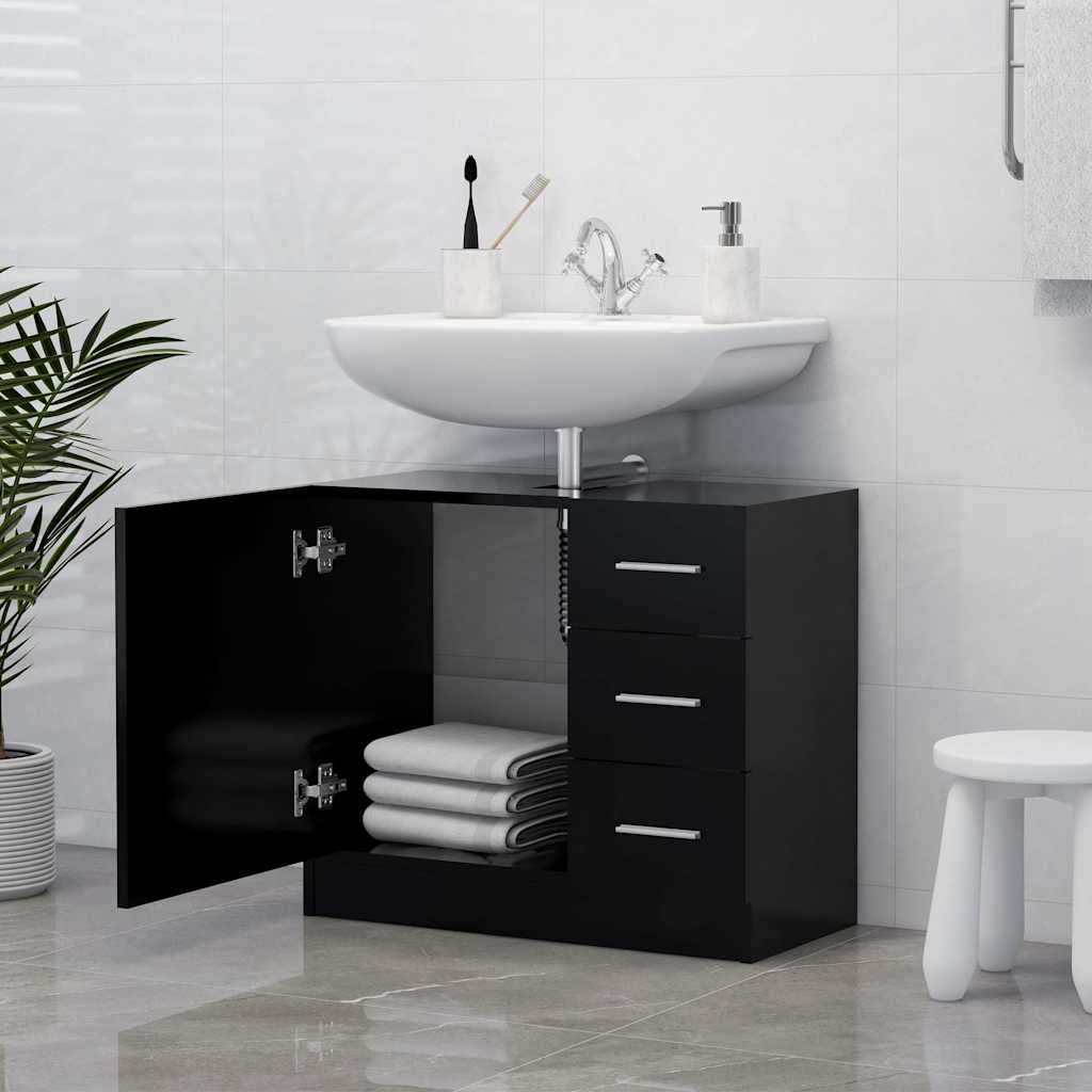 Vidaxl wastafelkast 63x30x54 cm bewerkt hout zwart