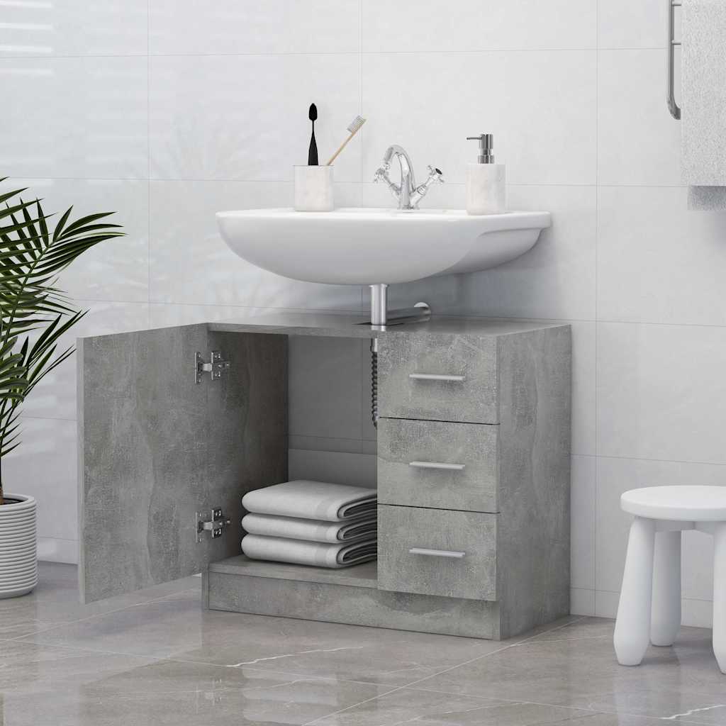 Vidaxl wastafelkast 63x30x54 cm bewerkt hout betongrijs