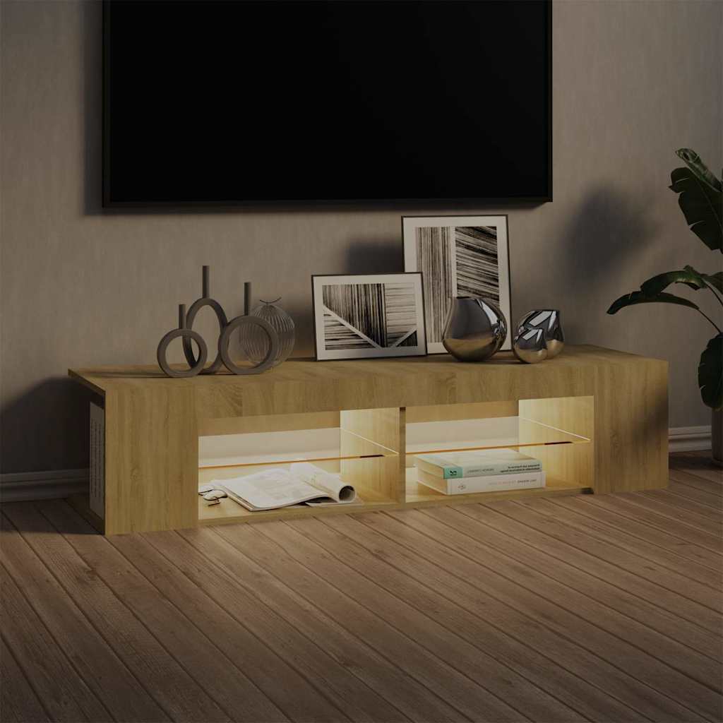 Vidaxl tv-meubel met led-verlichting 135x39x30 cm sonoma eikenkleurig