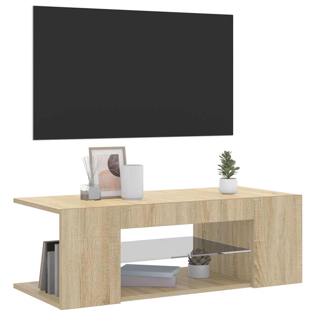 Vidaxl tv-meubel met led-verlichting 90x39x30 cm sonoma eikenkleurig