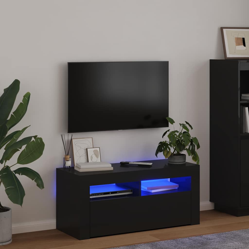 Vidaxl tv-meubel met led-verlichting 90x35x40 cm zwart
