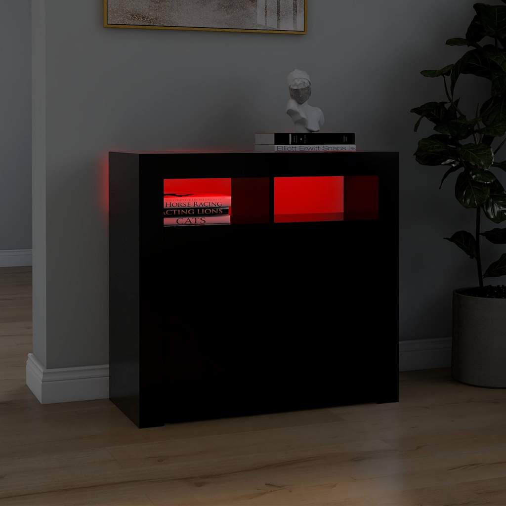 Vidaxl dressoir met led-verlichting 80x35x75 cm zwart