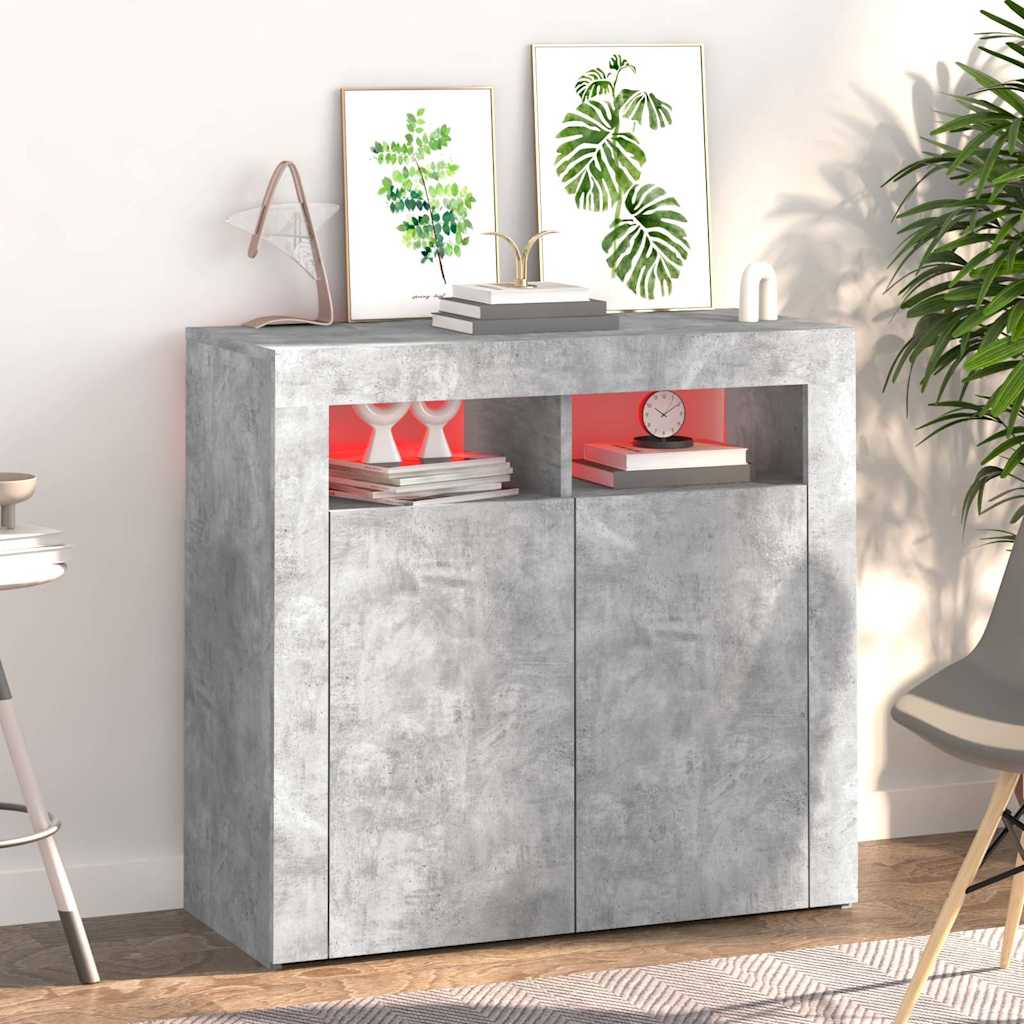 Vidaxl dressoir met led-verlichting 80x35x75 cm betongrijs