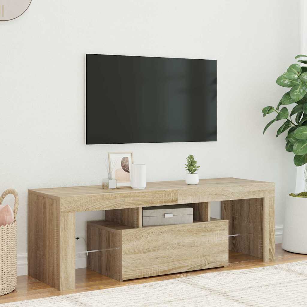 Vidaxl tv-meubel met led-verlichting 120x35x40cm sonoma eikenkleurig