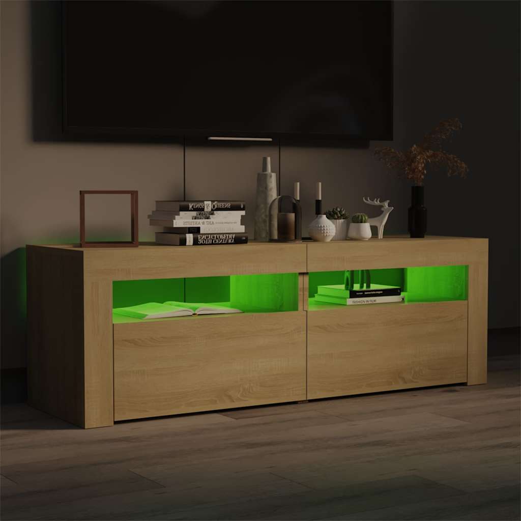 Vidaxl tv-meubel met led-verlichting 120x35x40cm sonoma eikenkleurig