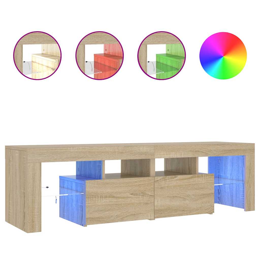 Vidaxl tv-meubel led-verlichting 140x36,5x40 cm sonoma eikenkleurig