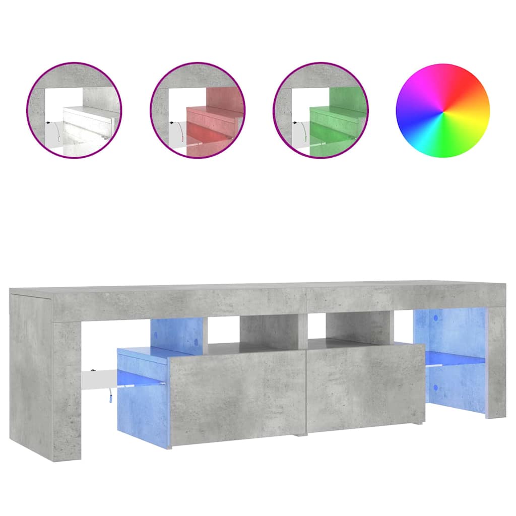 Vidaxl tv-meubel met led-verlichting 140x36,5x40 cm betongrijs