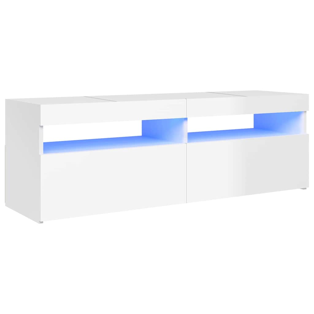 Vidaxl tv-meubel met led-verlichting 120x35x40 cm hoogglans wit