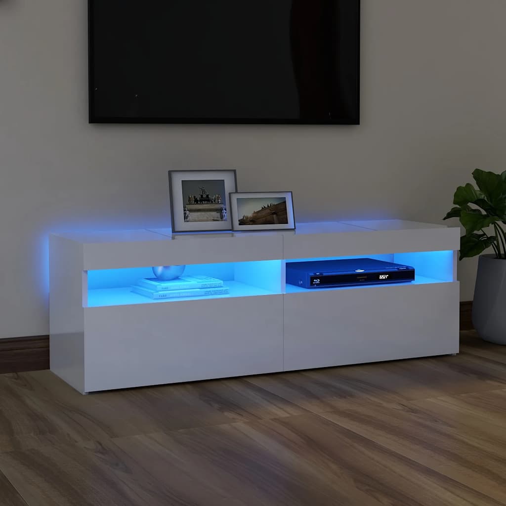 Vidaxl tv-meubel met led-verlichting 120x35x40 cm hoogglans wit