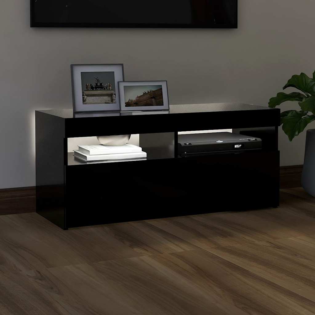Vidaxl tv-meubel met led-verlichting 90x35x40 cm zwart