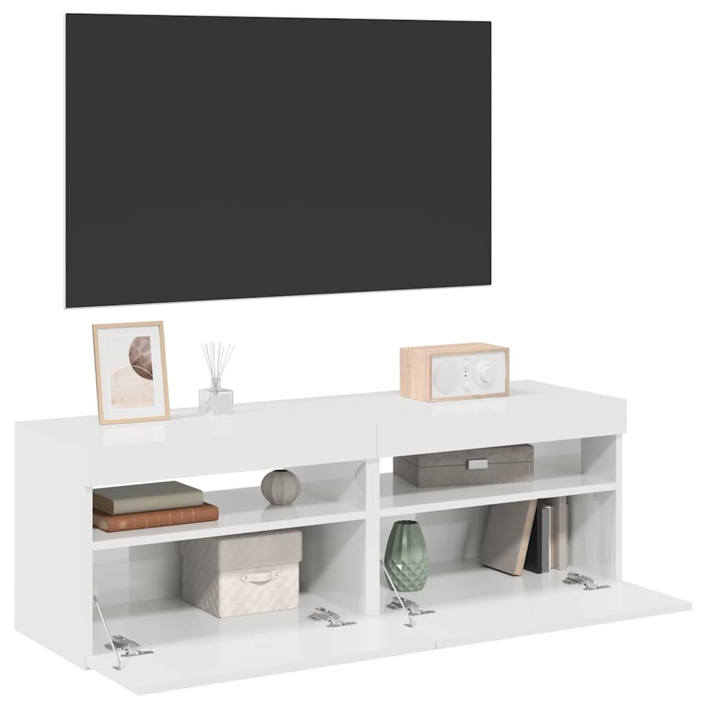 Vidaxl tv-meubelen 2 st met led-verlichting 60x35x40 cm hoogglans wit