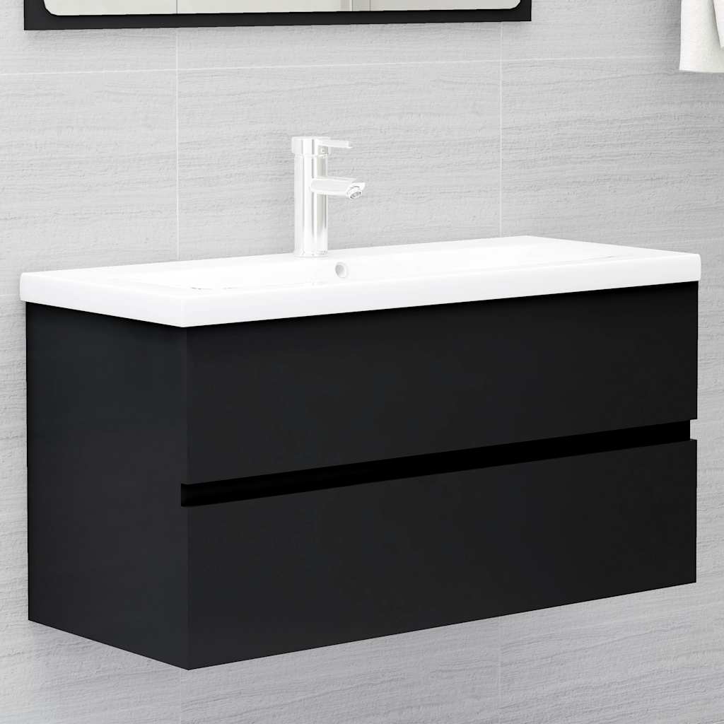 Vidaxl wastafelkast 90x38,5x45 cm bewerkt hout zwart