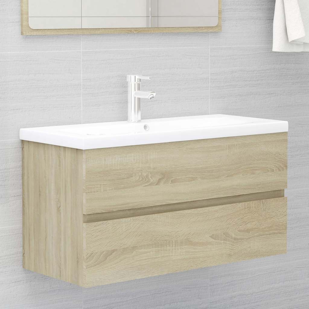 Vidaxl wastafelkast 90x38,5x45 cm bewerkt hout sonoma eikenkleurig