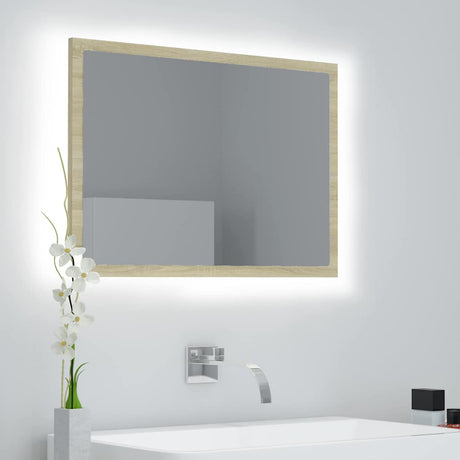 Vidaxl badkamerspiegel led 60x8,5x37 cm acryl sonoma eikenkleurig
